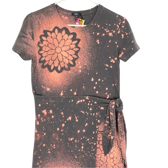 Rails Tie Front Edie Jersey Dress Womens Size XS Upcycled Floral Mandala Casual - Picture 3 of 15